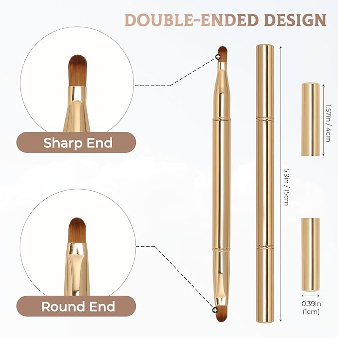 Unaone 2 Pack Lip Brush for Lipstick, Dual-Ended Lip Makeup Brush with Lid, Lipstick Brush for Lip Gloss