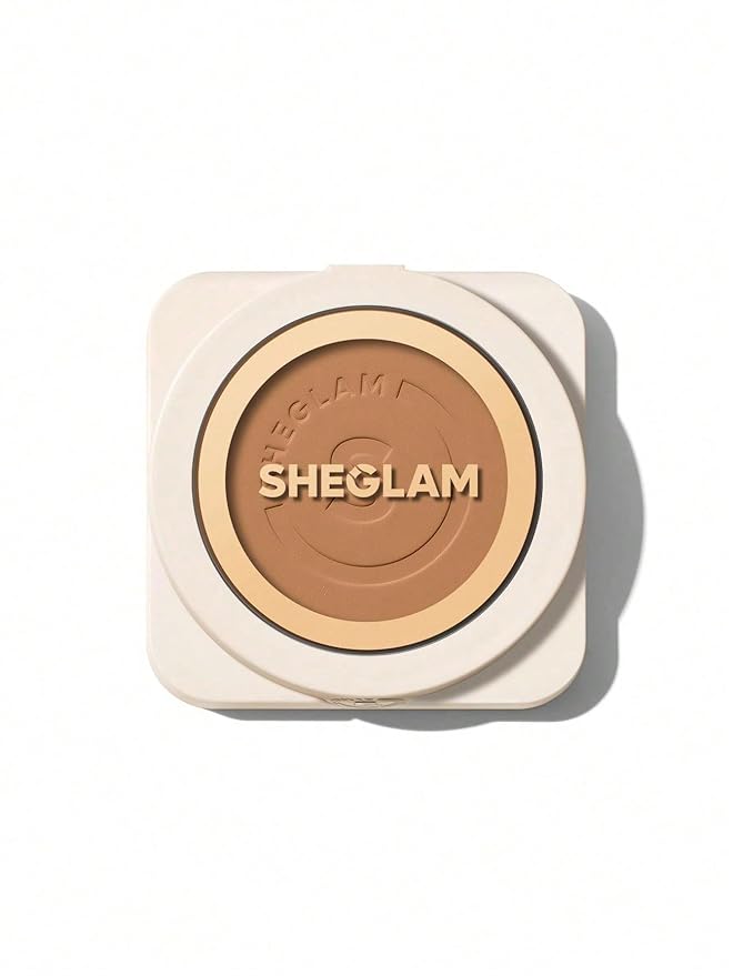 SHEGLAM SKin-Focus Full Coverage Powder Foundation Oil-Control Lightweight Face Pressed Powder Makeup-Warm Vanilla
