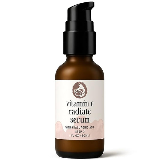 Vitamin C Face Serum - Anti Aging & Brightening Facial Serum - With Hyaluronic Acid Gotu Kola & Jojoba Oil - Natural & Organic - Foxbrim Naturals 1oz