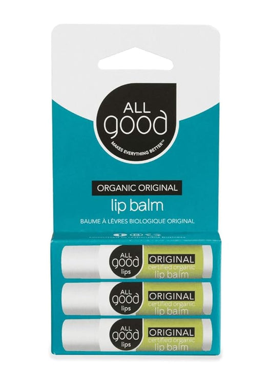 All Good Organic Lip Balm for Soft Smooth Lips - Calendula, Lavender, Olive Oil, Beeswax, Vitamin E | (Original) (3-Pack)