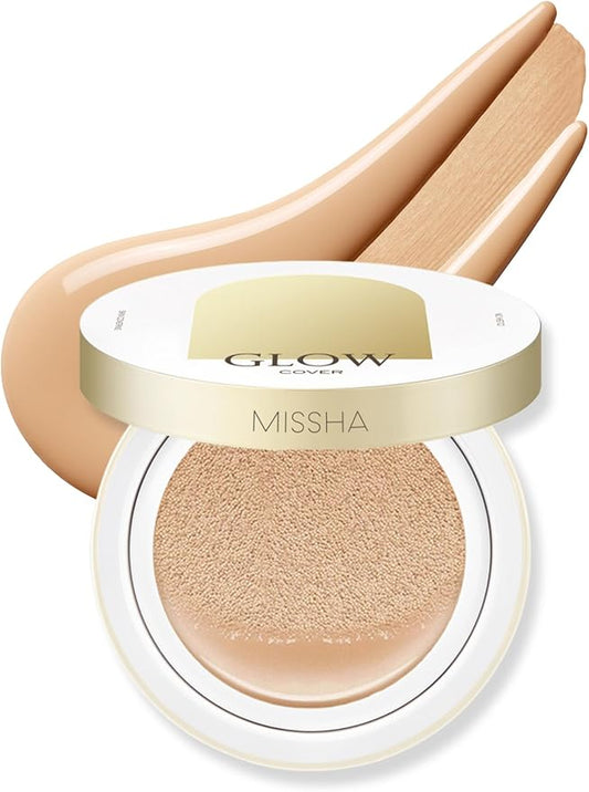 MISSHA Glow Cushion No.23 Natural Beige for Natural Skin Radiant & Moisturizing Skin with Buildable Coverage