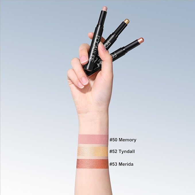 FOCALLURE 3 Pcs Cream Eyeshadow Stick,Shimmer Eyeshadow Pencil Crayon,High Pigmented Crease-proof Eye Shadow Brightener Sets,Long Lasting Eye Shadow Highlighter Stick(Burning Sky)