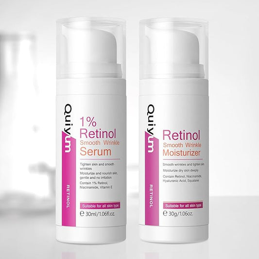 Anti Aging Skin Care Set, 1% Retinol Dark Spot Remover for Face with Face Serum & Moisturizer, Travel Size Skincare Set for Women, Reduce Wrinkles, Firm & Hydrate for All Skin Types