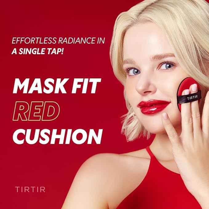 TIRTIR Mask Fit Red Cushion Foundation | Full coverage, Weightless, Skin fit, Satin Glow Finish, Korean Makeup BB Foundation, beauty, Tattoo cover up, Buildable (#17W French Vanilla, 0.63 Fl Oz)