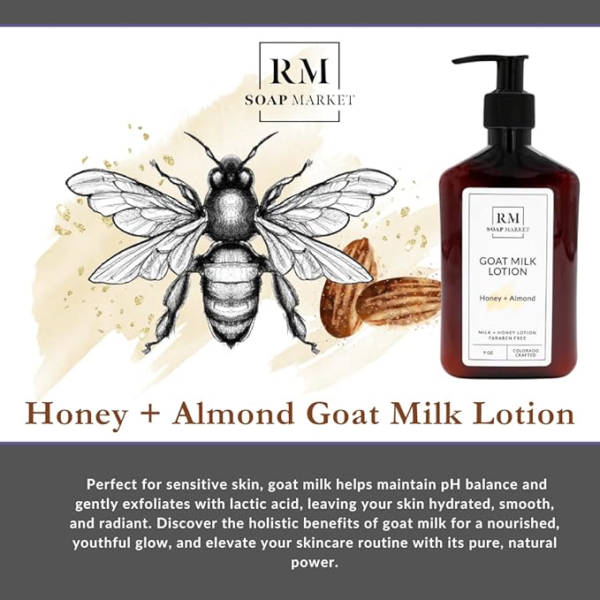 Goat Milk Lotion, Honey Almond Fragrance, Hydrating Lotion for Men & Women With Nourishing Goat Milk, Shea Butter, Sunflower Oil & Aloe, Packed With Vitamin A, E & Selenium, 9 Oz