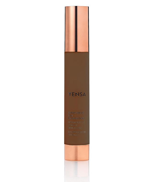 YENSA Super Silk Foundation - Full Coverage, Age-defying complex of Vitamin C, E, Ferulic, and Bakuchiol Oil (Deep 3) 1.0 fl oz