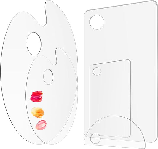 5PCS Acrylic Paint Palette Clear Paint Pallet,Transparent Non-Stick Oil Paint Palette with Protective Kraft for Craft DIY Art Painting Palette- Adults & Kids