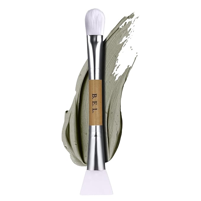 Bare Essentials Living - Clay Face Mask Brush (1 Pack, Bamboo) Dual Soft Silicone Face Mask Applicator Brush Tool, Great Facial Essentials, Moisturizer Applicator & Skincare Brush for Facials