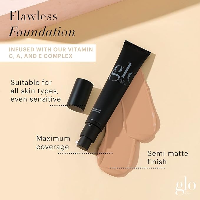 Glo Skin Beauty Satin Cream Foundation Makeup for Face, Golden Dark - Full Coverage, Semi Matte Finish, Conceal Blemishes & Even Skin Tone