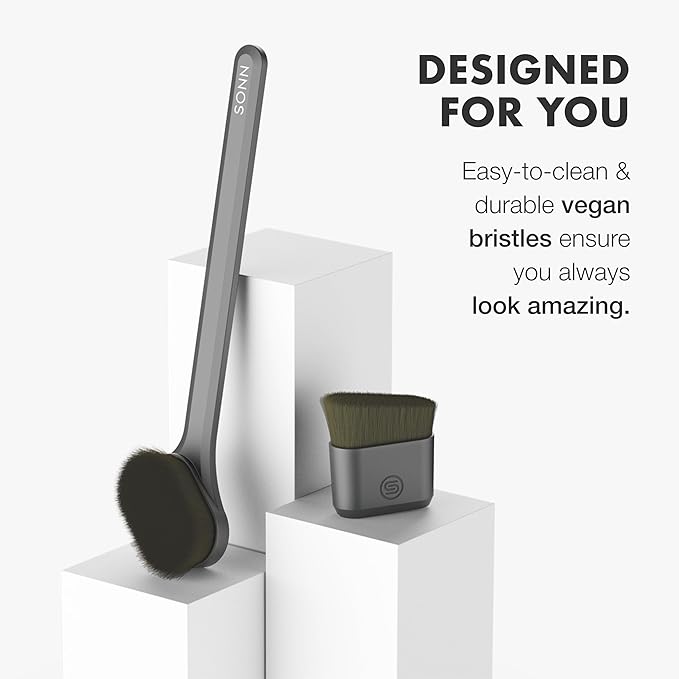 SONN Self Tanner Brushes - Body and Face Kabuki Brush Applicator for Fake Tan, Lotion, Makeup, and Sunscreen, Back Applicator for Sunless Tanner and cream (Face Brush)
