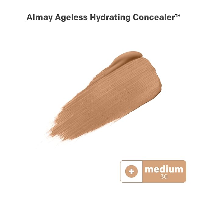Almay Anti-Aging Concealer, Face Makeup with Hyaluronic Acid, Niacinamide, Vitamin C & E, Hypoallergenic-Fragrance Free, 030 Medium, 0.37 Fl Oz (Pack of 2)