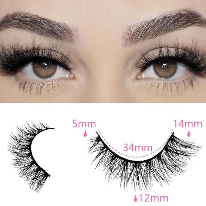 False Eyelashes 48 Pairs Faux Mink Lashes 14mm Wispy Lashes 3D Fluffy Cat Eye Lashes Pack Bulk Wholesale Strip Lashes(style 48-045)