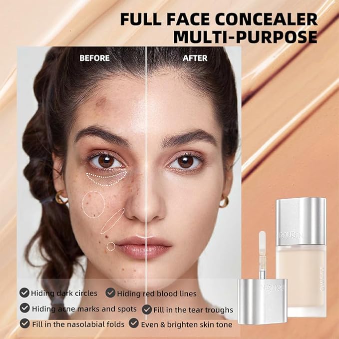 AKARY Moisturizing Precision Concealer, Lightweight & Breathable Cover-up Cream Moist Concealer, Cover Dark Circles Multi-Use Camouflage Cream, Creamy Texture Full Coverage Conceals(01#Pinkish White)
