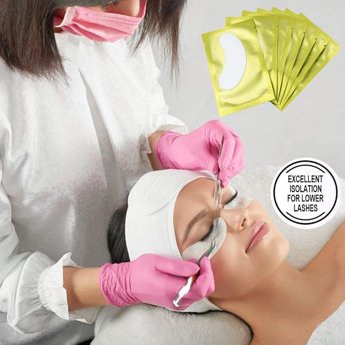 55 Pairs Set, Under Eye Hydrogel Pads, Professional Lint Free Eye Mask Eyelash Extension Gel Patches Kit for Adhesive Lash Beauty Tool (Golden)