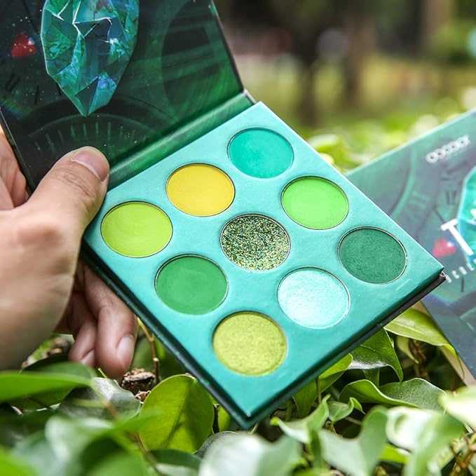 docolor Eyeshadow Palette 9 Colors Green Eyeshadow Gemstone Shadow Palette Highly Pigmented Mattes Shimmers Smokey Glitter Cream Colorful Powder Long Lasting Waterproof Makeup Palette