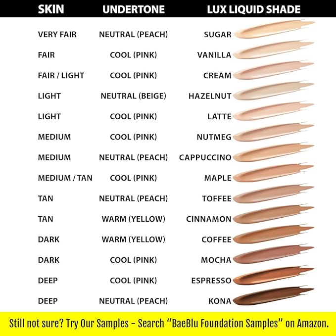 Organic Aloe-Based LUX Liquid Foundation, Natural Vegan Gluten-Free Made in USA, Sugar