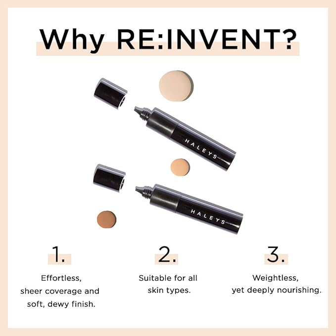 HALEYS RE-Invent BB Drops (Dark Neutral) Vegan, Cruelty-Free Tinted BB Moisturizer Foundation with Marula Face Oil - Hydrate Skin with Sheer Coverage for a Natural, Healthy-Looking Complexion