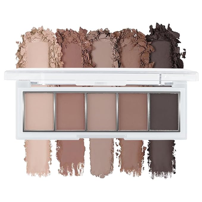 5 Colors Matte Eyeshadow Makeup Palette, 5 Natural Neutral Nude Brown Cool-Toned Nude Taupe Eyeshadow, Looks for Brown Eyes Women Finish Long Wearing Waterproof Professional Eye Makeup 06#
