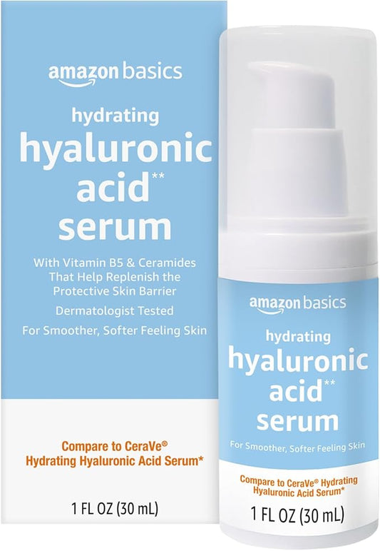 Amazon Basics Hydrating Hyaluronic Acid Serum, 1 Fluid Ounce, 1-Pack