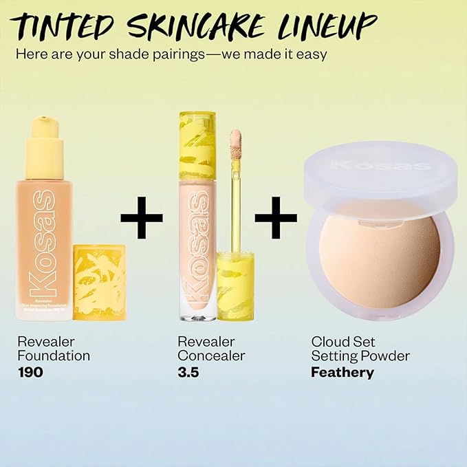 Kosas Revealer Skin-Improving Foundation with SPF 25 Protection - Hydrate, Brighten, Soothe, Plump, Protect Skin - Smoothing Texture, Natural Finish and Clean Formula - Light Medium Neutral Warm 190