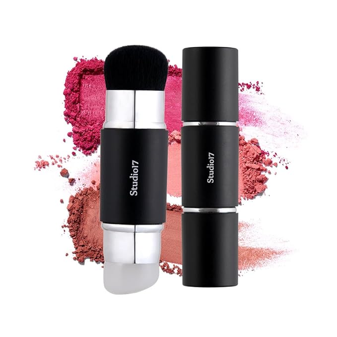 Dual Ended Silicone Tip Blush Brush | Korean Olive Young Makeup Tool for Contouring & Blush Application | Skin-Friendly Non-Irritating Professional Face Makeup Brush