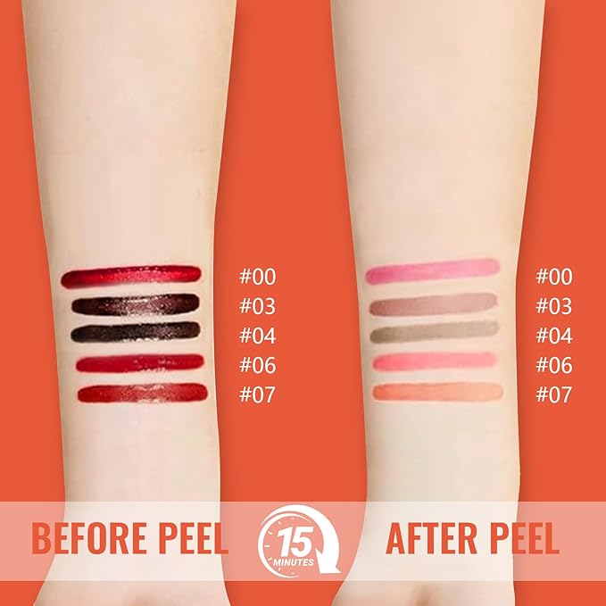 2pcs Lip Stain Peel Off - Lip Liner Stain Long Lasting Waterproof,2-in-1 Lip Liner with Tweezer Nude Matte,Non-Stick Cup,Highly Pigmented，Natural Finish,Stay On All Day,Perfect for Gift (Nude+Cocoa)