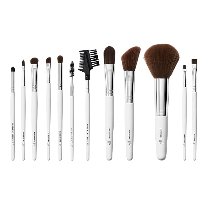 e.l.f. Professional Set of 12 Makeup Brushes, Pro-Worthy Makeup Brushes For A Flawless Full-Face Application, Vegan & Cruelty-Free