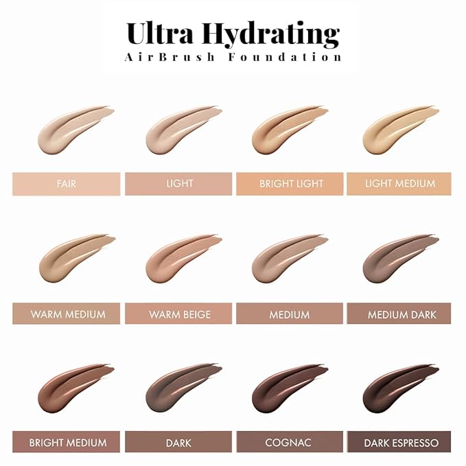 Jerome Alexander Airbrush Foundation Ultra Hydrating, Spray Foundation Makeup with 2x the Active Ingredients, Ultra-Light, Buildable, Full Coverage Formula (Warm Medium)