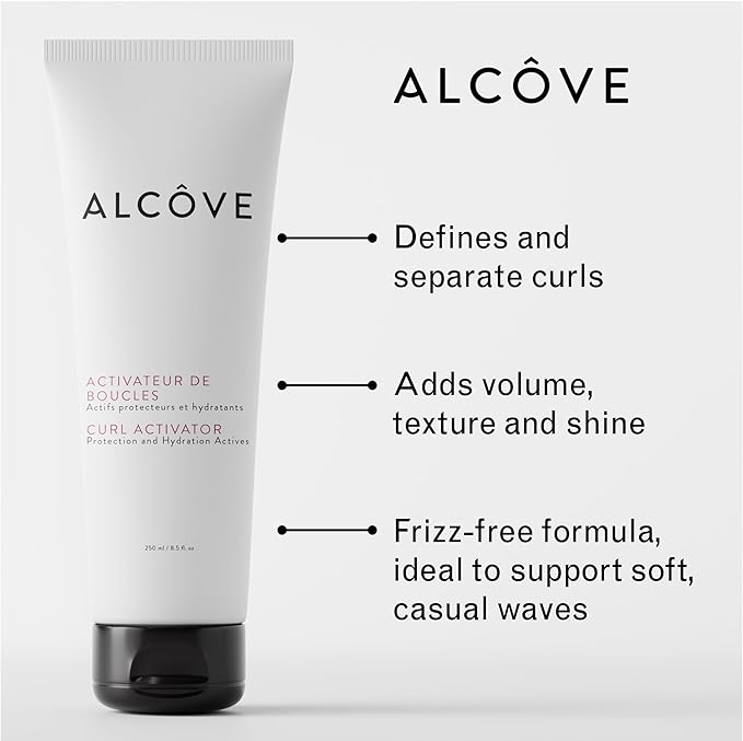 Alcôve - Curl Activator for Curly Hair - Argan Oil, Pomegranate Seed & Mango Extract - Defining Cream for Wavy Hair - Anti Frizz - Moisturizing - Effective in High Humidity - 250ml