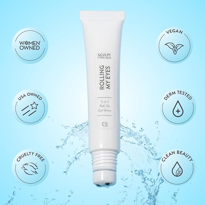 Miss Spa Eye Serum 5-in-1 Roll On Under Eye Cream, Helps De-puff and Brighten Under and Around Eyes, Anti-Aging Under Eye Roller Helps with Fine Lines and Dark Circles, Vitamin B3, Eye Bag Remover