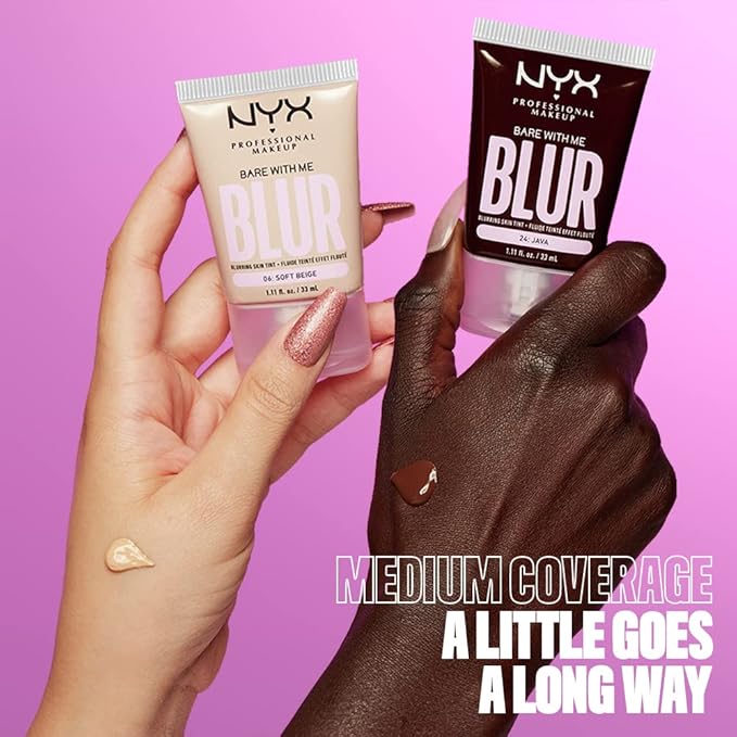 NYX PROFESSIONAL MAKEUP Bare With Me Blur Skin Tint Foundation Make Up with Matcha, Glycerin & Niacinamide - Golden Light