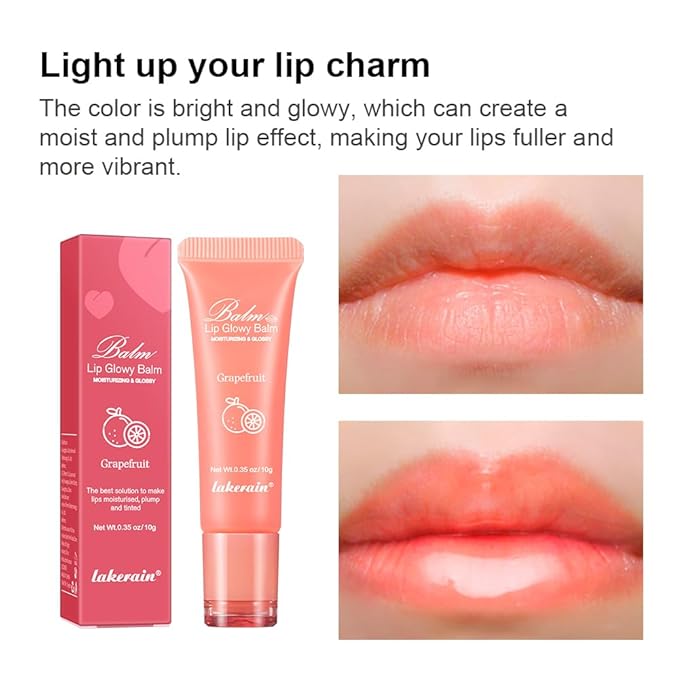 4Pcs Lip Glowy Balm | Lip Sleeping Mask | Plumping Lip Gloss | Tinted Lip Balm (Grape, Peach, Berry, Grapefruit)