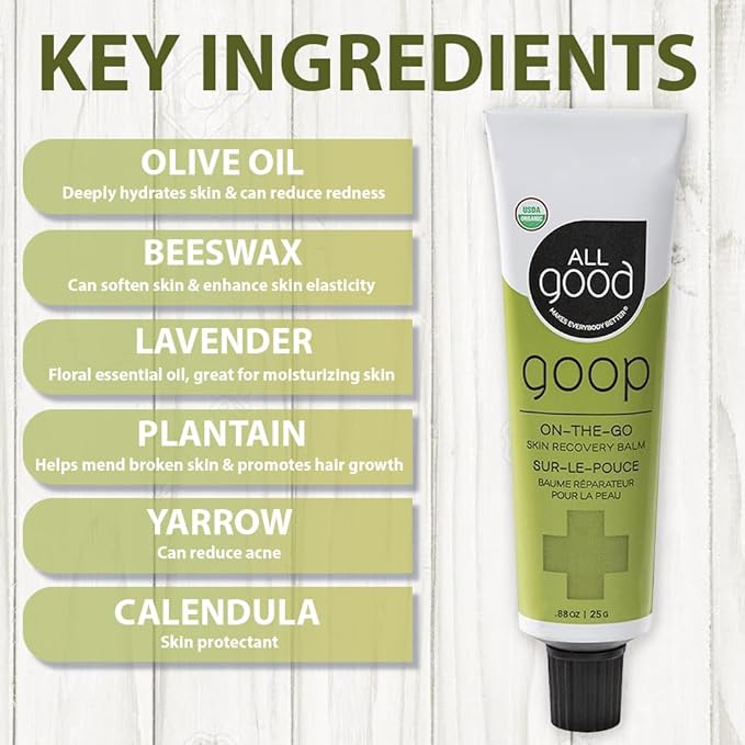 All Good Goop on the Go - Chafing Cream, Dry Skin Salve, Cracking Lip Moisturizer - Soothes, Hydrates & Calms - Travel Size Recovery Balm 1oz (2-pack)