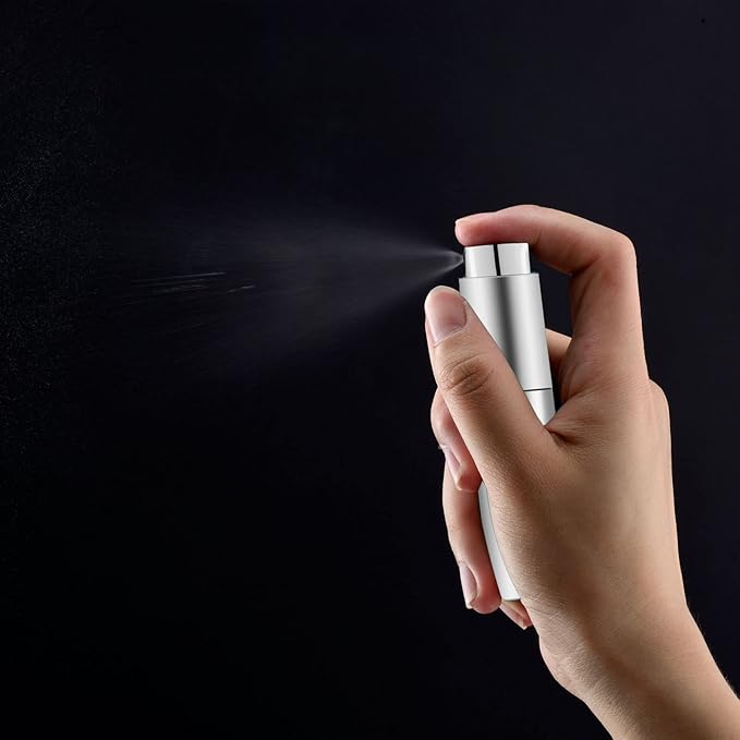2 PCS/8ml Portable Mini Perfume Atomizer bottles, Empty Refillable Spray Bottle with 3 Types of Refill Tools, Pocket Travel Perfume Sample Bottles(Silver)