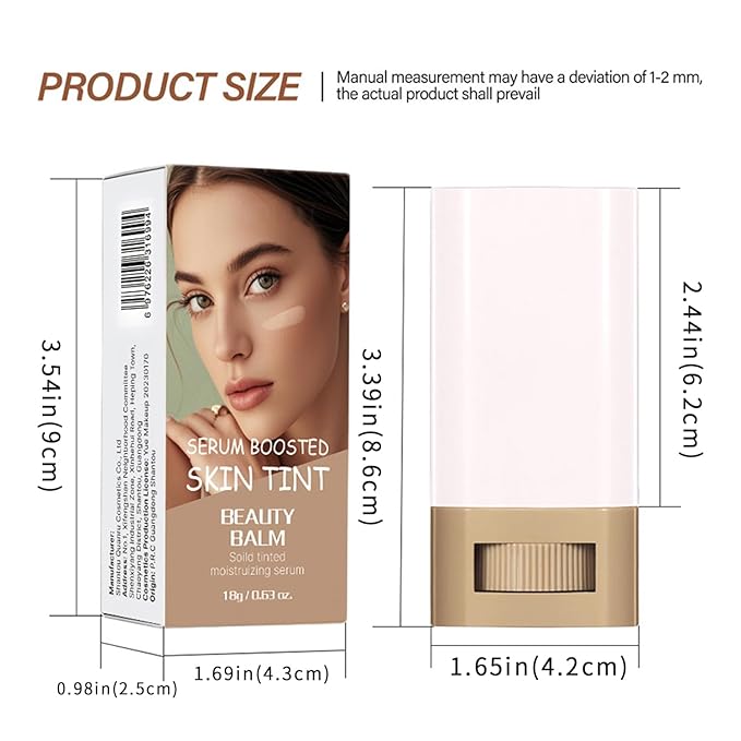 Foundation Stick - Skin Tint & Contour Stick, Serum-Boosted Beauty Balm, Buildable Coverage, Natural Finish, Long-Lasting Wear, For Many Skin Tones (02#)