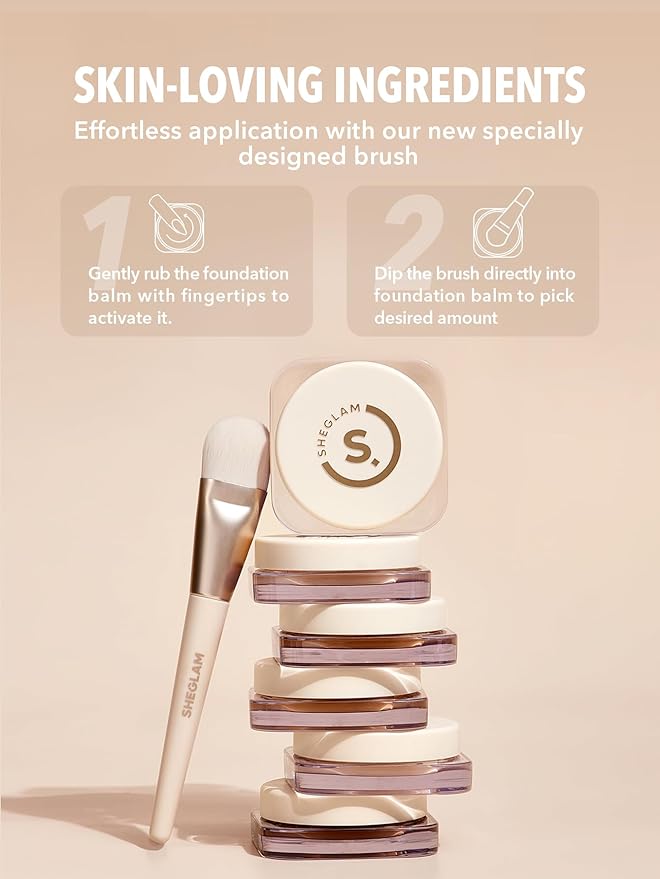 SHEGLAM Hydrating Cream Full Coverage Foundation Balm Long Lasting Concealer Face Foundation for Dry Skin - Chestnut