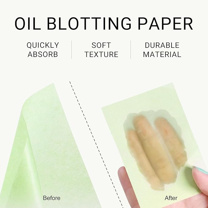 KYDA 200 Sheets Oil Blotting Paper with Mirror and Puff, Refills Included, Face Oil Absorbing Sheets, Oil Control Paper, Absorb Excess Oil, Makeup Friendly