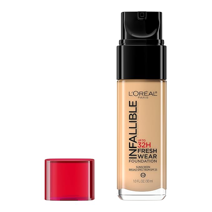 L'Oreal Paris Makeup Infallible Up to 32 Hour Fresh Wear Lightweight Foundation, 445 Vanilla, 1 Fl Oz, Packaging May Vary