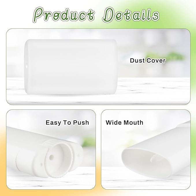30 Pieces 15g/0.5oz White Oval Plastic Lip Balm Tubes,Empty Deodorant Bottles,Twist-Up Chap Stick Storage Containers for DIY Homemade Sunscreen Bar,Moisturizing Stick,Crayon