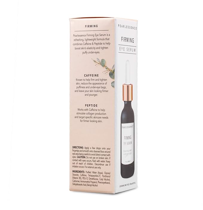 Pearlessence Firming Eye Serum with Caffeine + Peptide – Rejuvenates Puffy Eyes & Reduces Under Eye Bags | Made in USA & Cruelty Free (1oz)