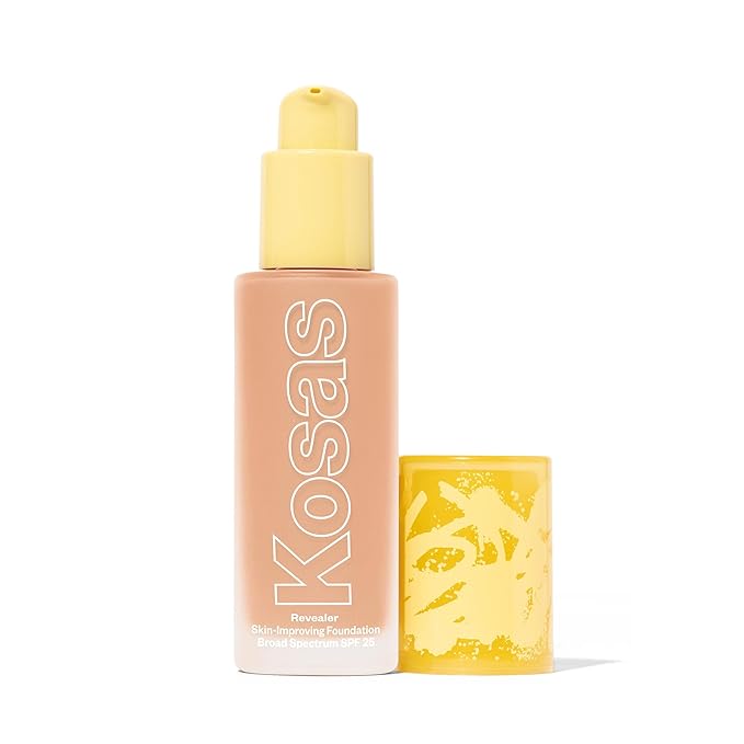 Kosas Revealer Skin-Improving Foundation with SPF 25 Protection - Hydrate, Brighten, Soothe, Plump, Protect Skin - Smoothing Texture, Natural Finish and Clean Formula - Light+ Cool 180