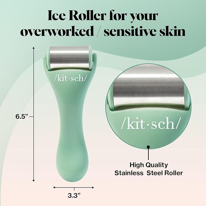 Kitsch Ice Roller for Face – Stainless Steel Face Ice Roller to Reduce Puffiness, Redness & Headaches – Cooling Facial Roller for Skin Care, Irritation Relief & Spa-Like Experience at Home - Mint