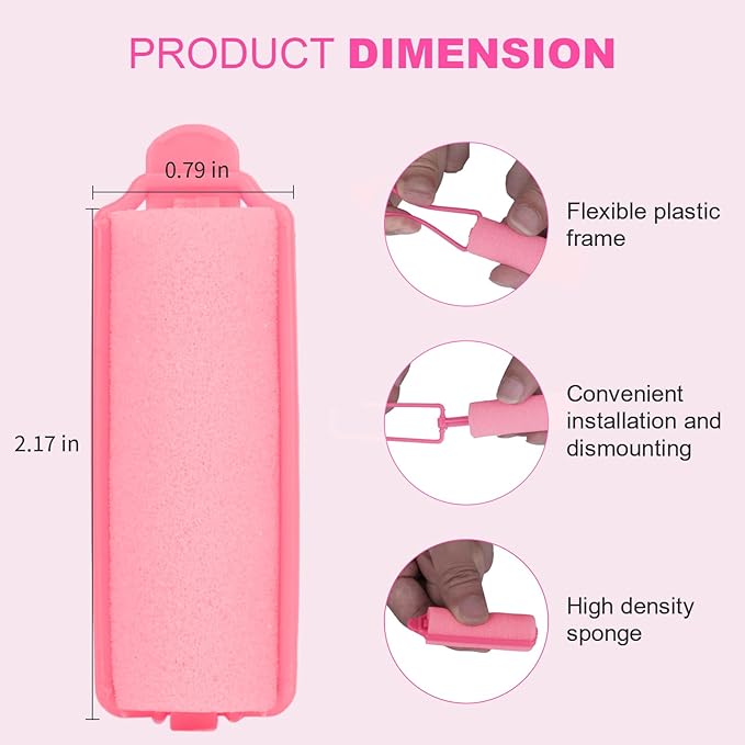 60 Pieces Foam Sponge Hair Rollers - Hair Styling Curlers for Hair Curls (2.8x0.79inch, Pink)