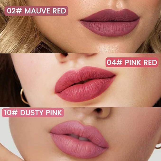 3Pcs Longwear Liquid Lip Liner Stain Marker Pen Set Long Lasting Waterproof, Mauve Dusty Pink Red Matte Permanent 24 Hour Lip Liner and Lipstick Combo, Color Stay Lipliner All Day, Lip Stains peel off