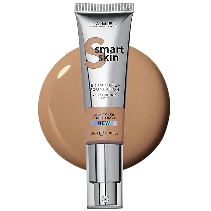 LAMEL Smartskin Serum Tinted Foundation - Hydrating & Nourishing - Hypoallergenic & Skin-Caring - Color Correcting - Anti-Aging Formula with Hyaluronic Acid, 407-1,18 fl.oz