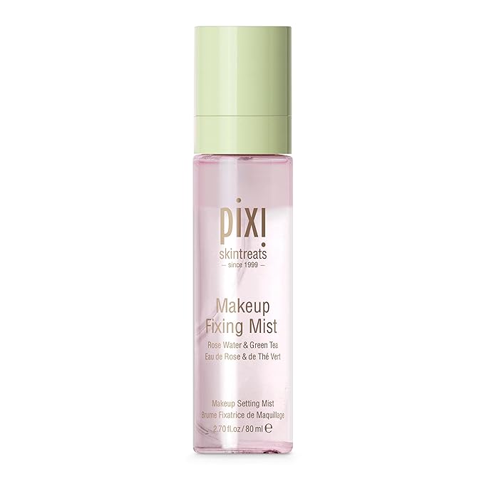 Pixi Beauty Makeup Fixing Mist 80ml, All Over Setting Spray For Longer Wearing Makeup, Rose Water and Green Tea Infused, 2.7 Fl Oz