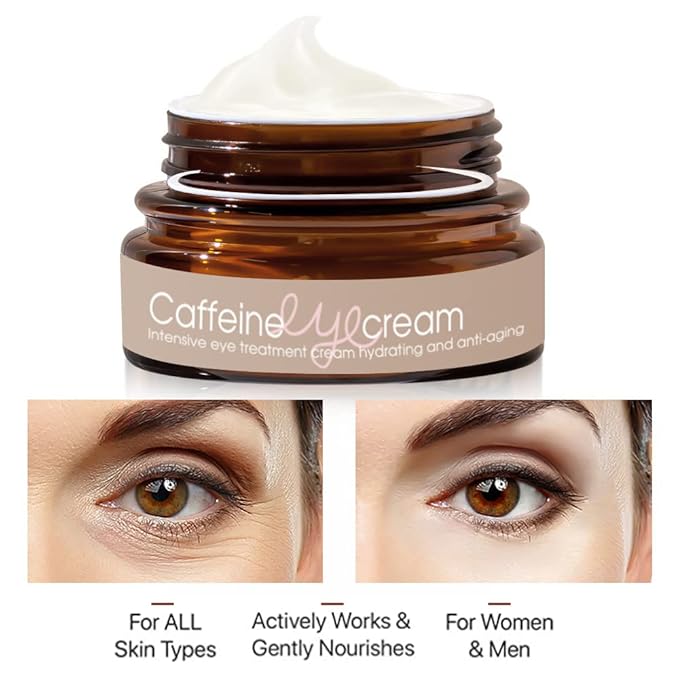 Natural Caffeine Eye Cream serum With Collagen,Hyaluronic Acid for Dark Circle and Puffiness,Great Under Eye Cream for Anti Aging,Eye Lift Treatment for Men &Women 0.52oz