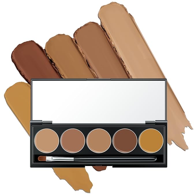 5 In 1 Multi-Use Correcting Concealer Palette,Waterproof Long Lasting Contour Palette,Professional Creamy Concealer Kit for Women,Easy to Create Full Coverage and Natural Finish.#3