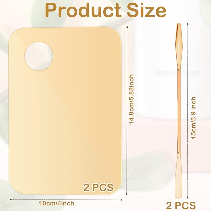 2Pcs Acrylic Makeup Mixing Palette with 2 Pcs Makeup Spatula, Foundation Mixing Tray Cosmetic Palette Mixer Makeup Palette for Foundation, Makeup Mixing Tray for Mixing Eye Shadow Lipsticks Nail Art