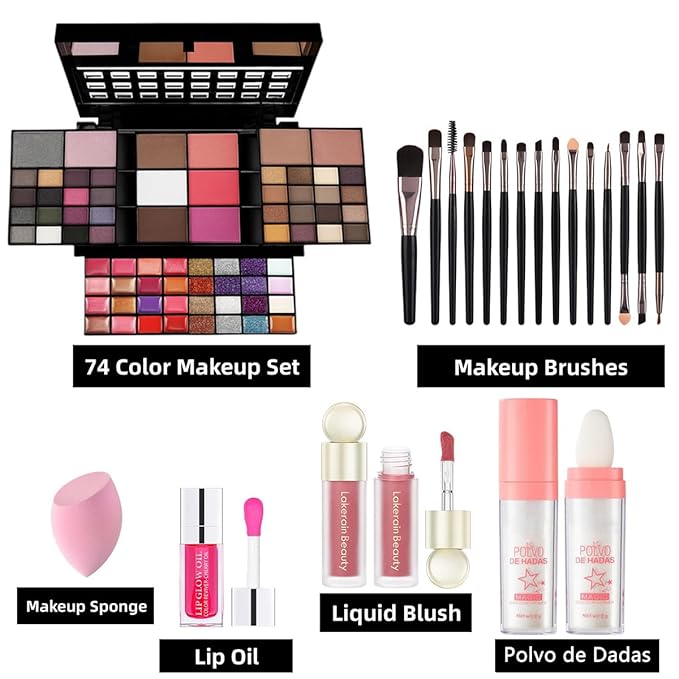 74 Colors Makeup Kit - Makeup Sets - Makeup palettes with 36 Eyeshadow - All in One Makeup Kit for Women and Girls Full Kit for Valentine's Day Gifts